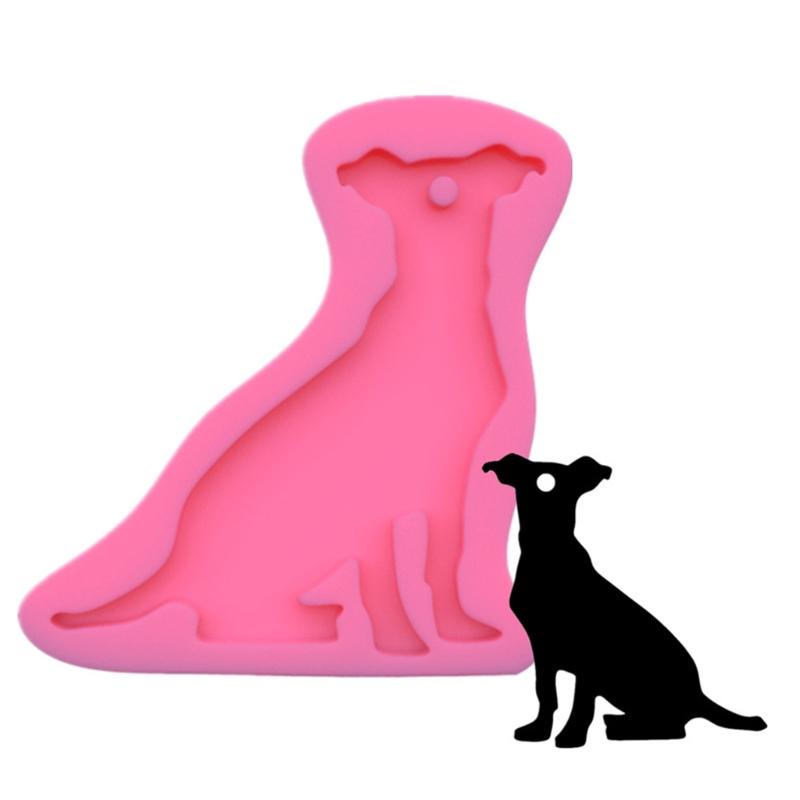 Shiny Dog Shaped Keychain Resin Mold DIY Crafts Pendant Silicone Mould Handmade Glossy Animal Puppy for Key Chain Decor