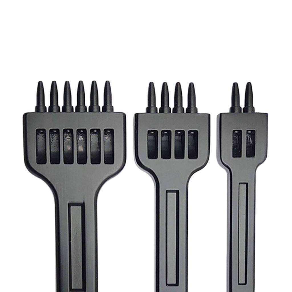 3 Pieces DIY Leather Tools 2/4/6 Prongs Chisels Craft Row Hole