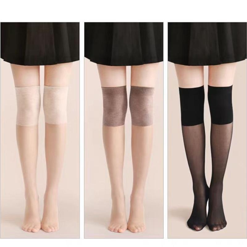 Women's Knee High Stockings for Air Conditioned Rooms Thin Seamless Over The Knee Long Stockings Cat Paw Pattern Anti Slip Anti Snagging Stockings