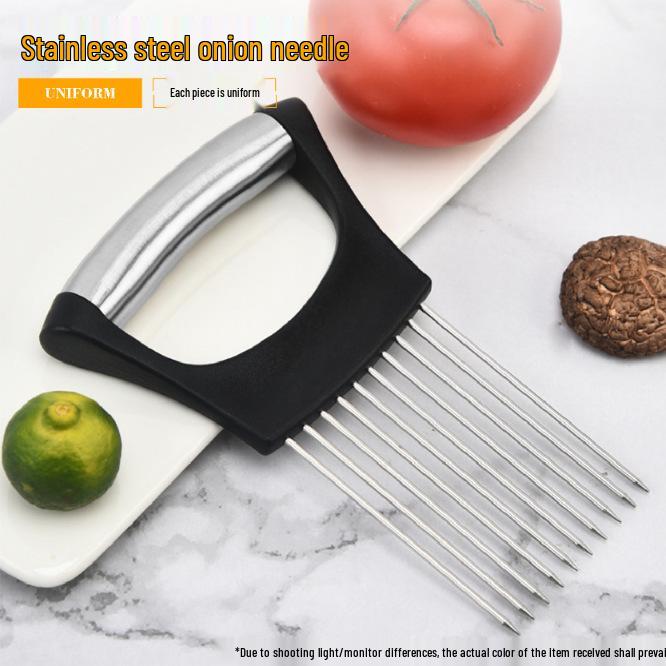 304 Stainless Steel Onion Holder & Meat Tenderizer - Vegetable Slicer Kitchen Tool
