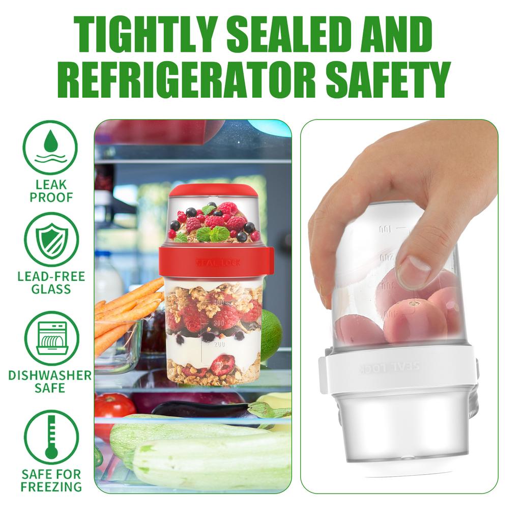 Salad Oatmeal Cup Breakfast On The Go Cups, Take And Go Yogurt Cereal Overnight Oats Snack Parfait Containers & Salad Dressing