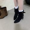 2025 autumn and winter new round head thick heel fringed Spice Girls nightclub Martin short boots versatile belt buckle thin boots