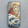 Sea Waves And Cat Phone Case For Iphone 7 8 Plus SE2 15 16 Plus 13 12 Mini X XR XS 15 11 12 13 14 Pro Max Shockproof Back Cover