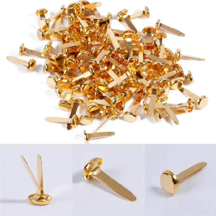 100 stuks Mini Brads Patroon Zakclips Ronde Kop Clips Metalen Ronde Kop Clips