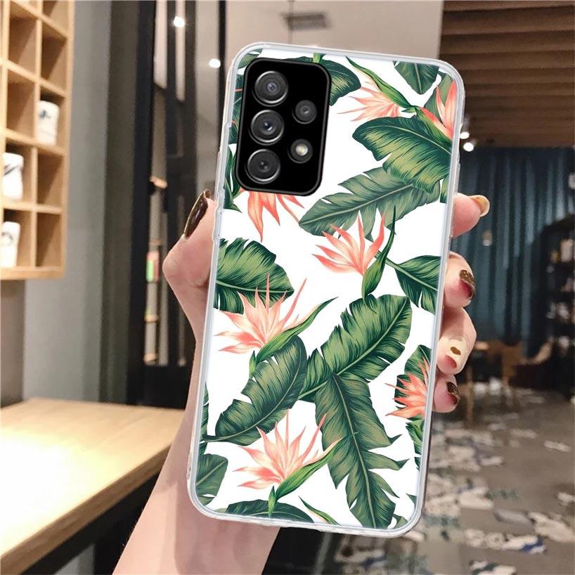 Summer Tropical Plants Green Leaf Phone Case For Samsung Galaxy A56 A55 A54 A53 A16 A15 A14 A13 A36 A35 A34 A33 A26 A25 A24 A23