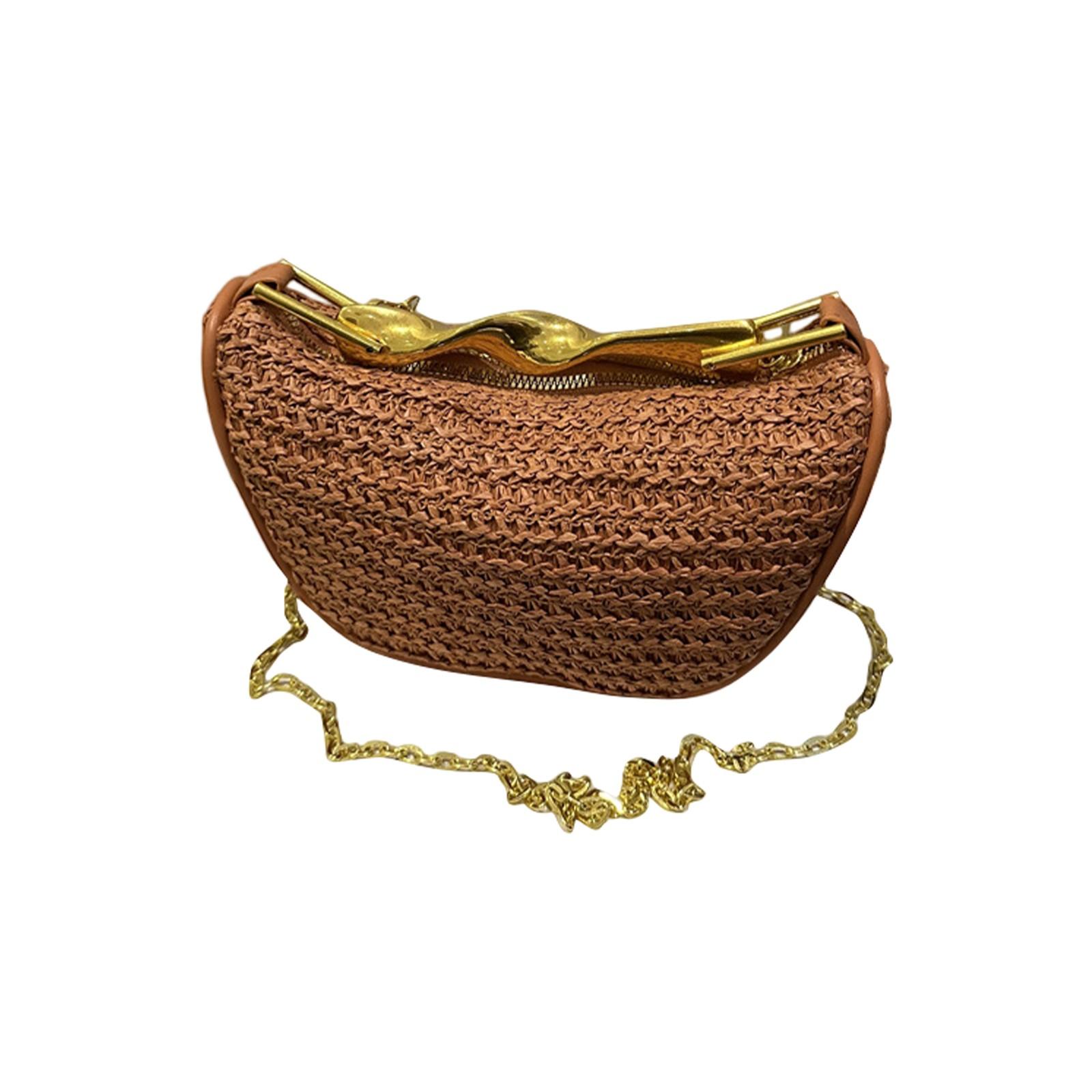 

Плетеная из соломы сумка кроссбоди женская летняя сумка на плечо One Size коричневый