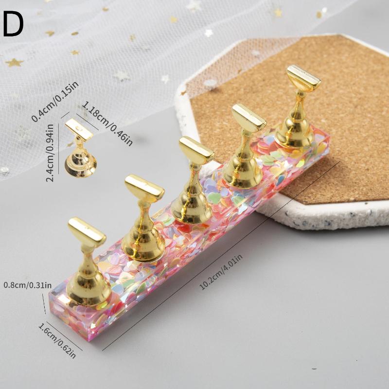 1 Set Iridescent Heart Sequins Magnetic Nail Holder False Tips Practice Stand Nail Art Display Salon Diy Tools