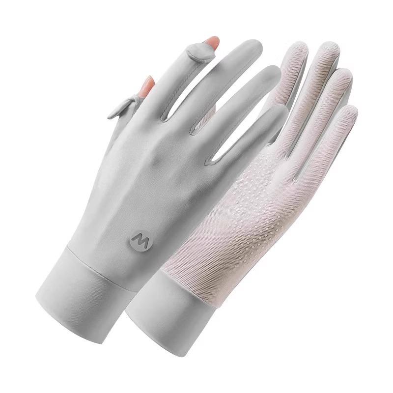 Women’s Ice Silk Sun Protection Gloves, Thin Anti-UV, Non-Slip for Driving & Cycling, Touch Screen Compatible.
