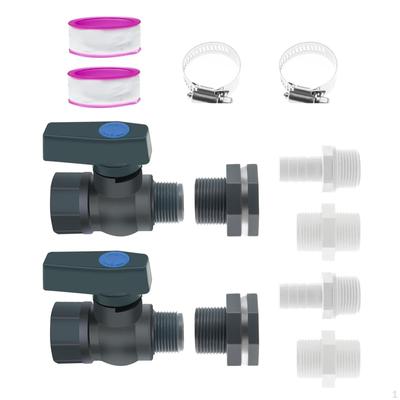 2x Rain Barrel Spigot Kit Water Diverter Set 3/4in Replace Parts Easy Installation Rainwater