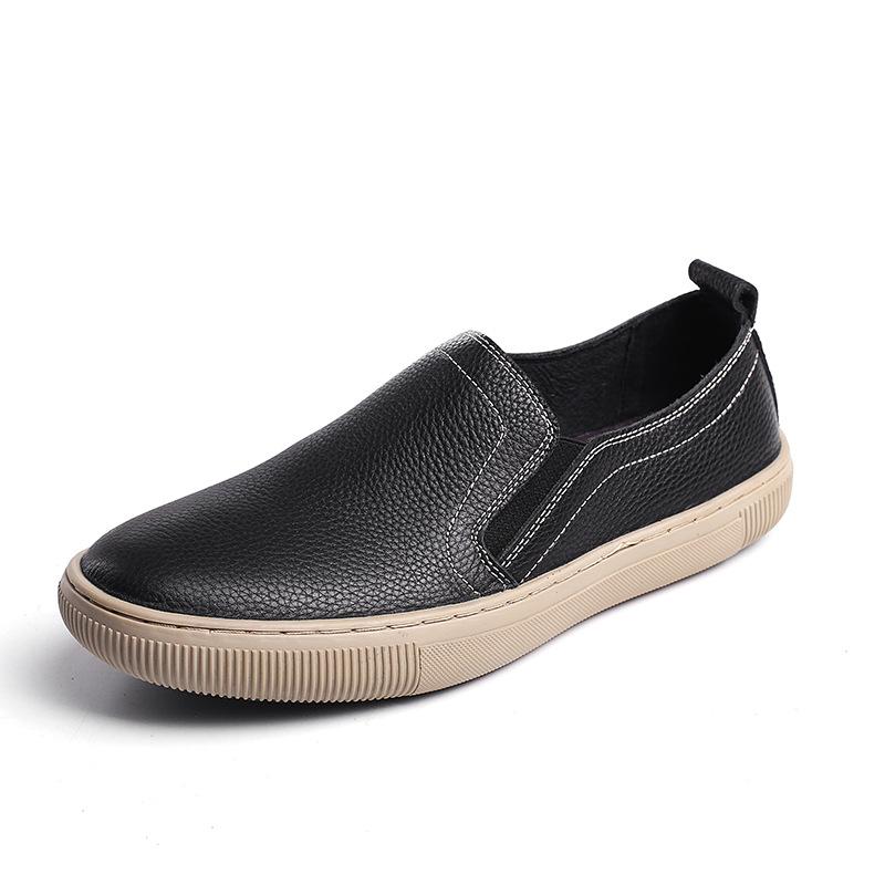 

Мужские туфли из коровьей кожи первого слоя с мелким вырезом для ленивых людей, легкие и повседневные одинарные туфли, модные деловые туфли с круглым носком из кожи с низким вырезом 44