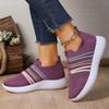 Fashion Breathable Knitted Casual Sneakers for Women 2025 Comfort Slip On Soft Sole Flat Shoes Woman Plus Size Non Slip Walking Shoes