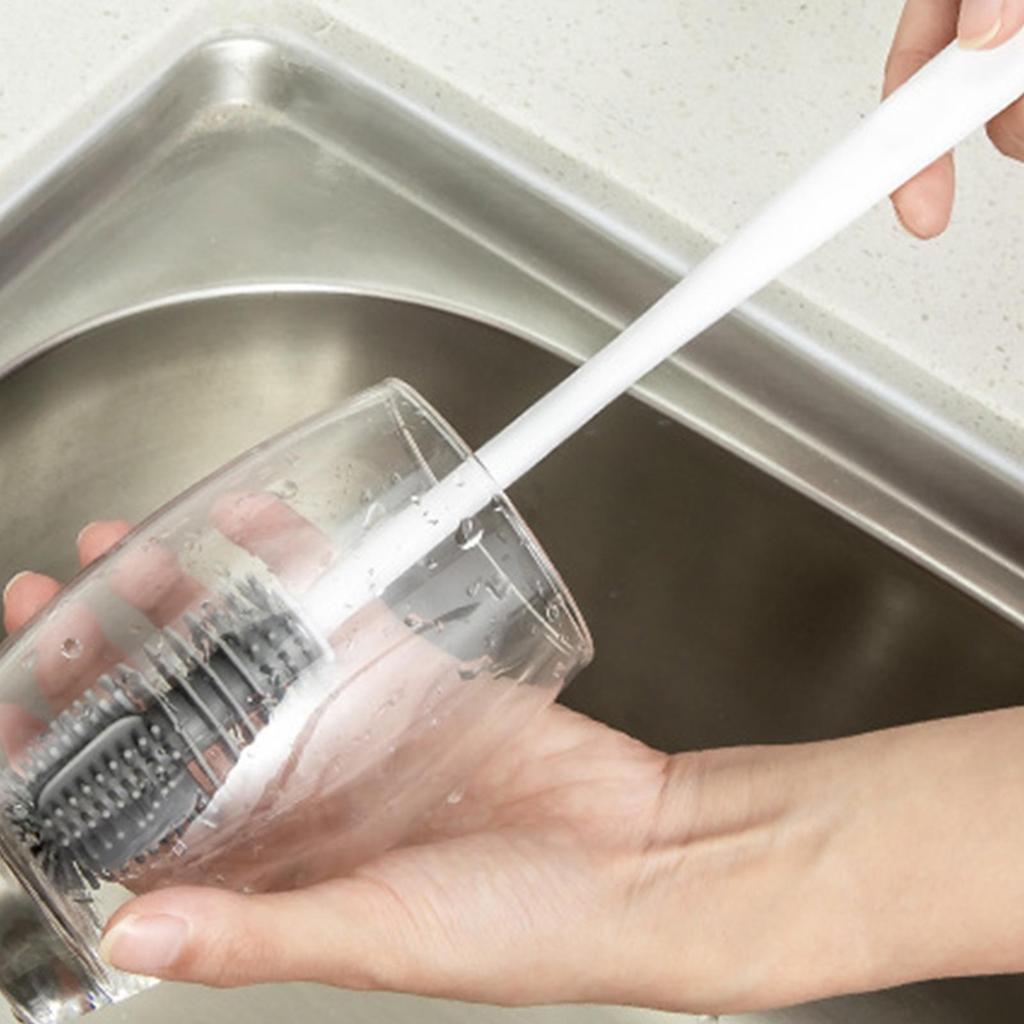 Silicone Cup Cleaning Brush Long Handle Water Bottle Glass Cup Scrubbing Brushes For Cleaning Baby Bottles, Sports Bottles