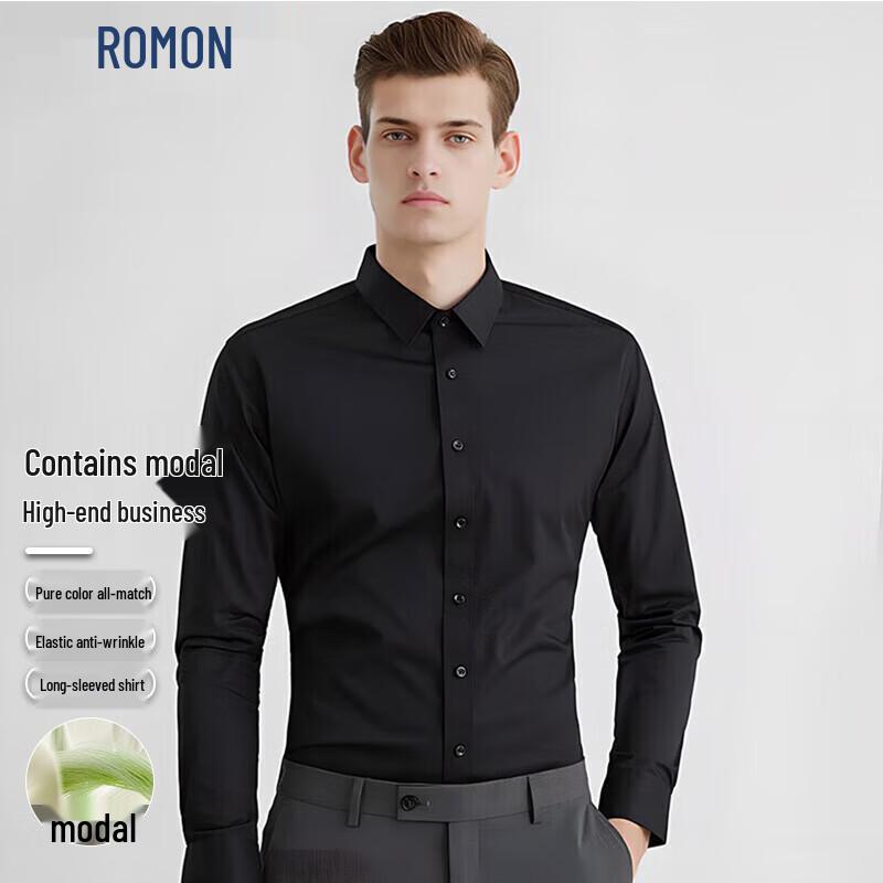 ROMON Men's Business Formal Long-Sleeve Shirt