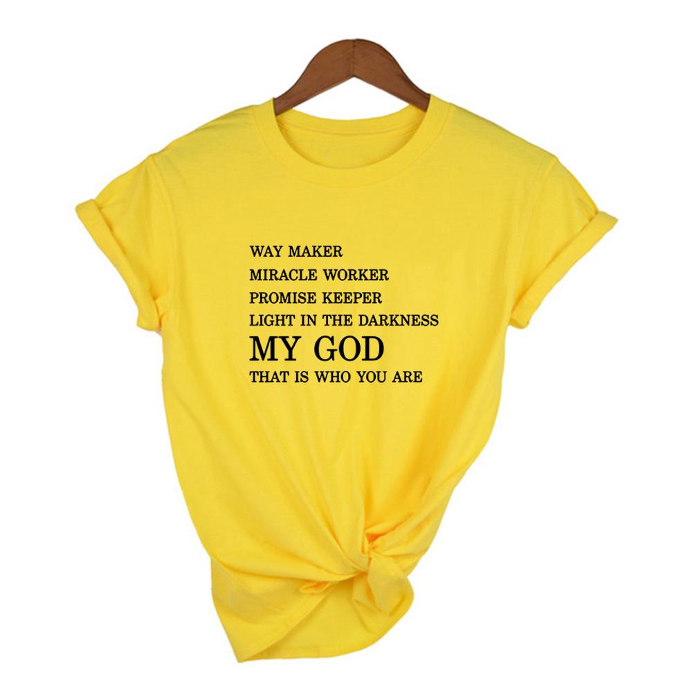 Way Maker Miracle Worker My God Graphic T Shirts Women Summer Fashion Jesus Blessed Women