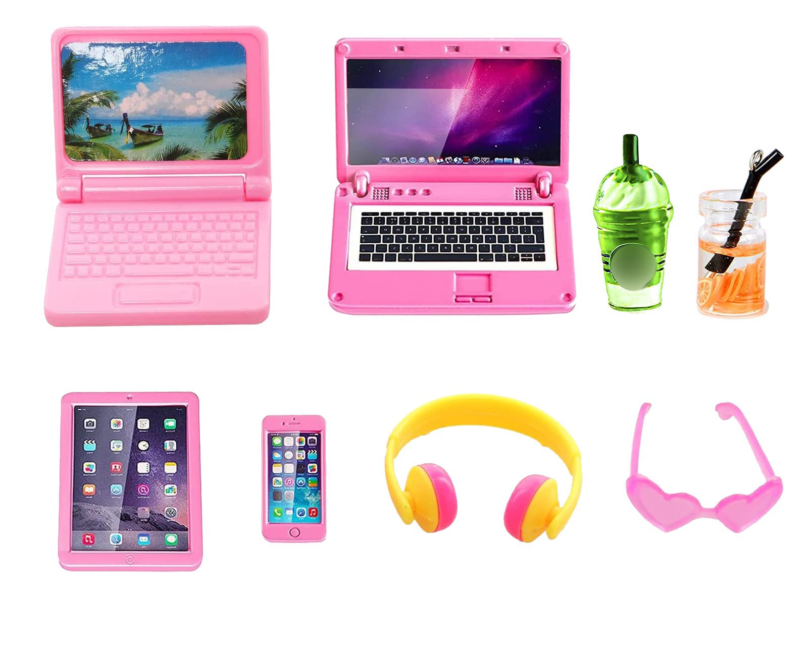 

Кукла Барвава 30 см Компьютер, Сотовый телефон для куклы, Аксессуары для куклы масштаба 1/6, 6 штук (розовый)