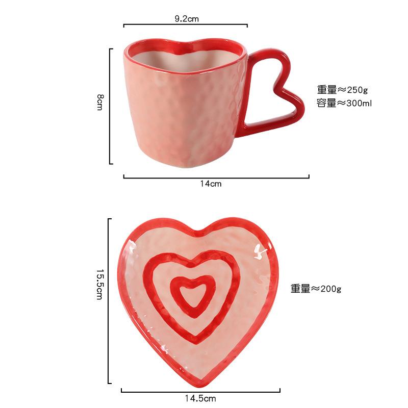 Creative 300ml Hearts Ceramic Coffee Mug Love Handle Couple Mug Afternoon Tea Dessert Tea Cup Drinkware Office Mug Home Decor