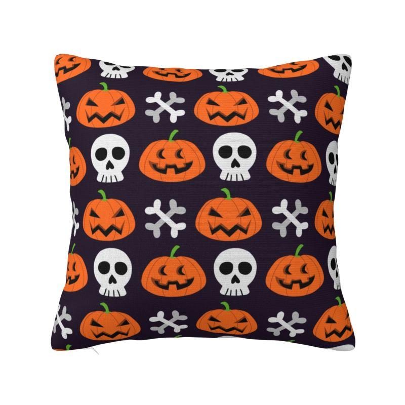Custom Halloween Pumpkin Witch Skull Pattern Pillowcase Luxury Cushion Cover Car Pillowcase