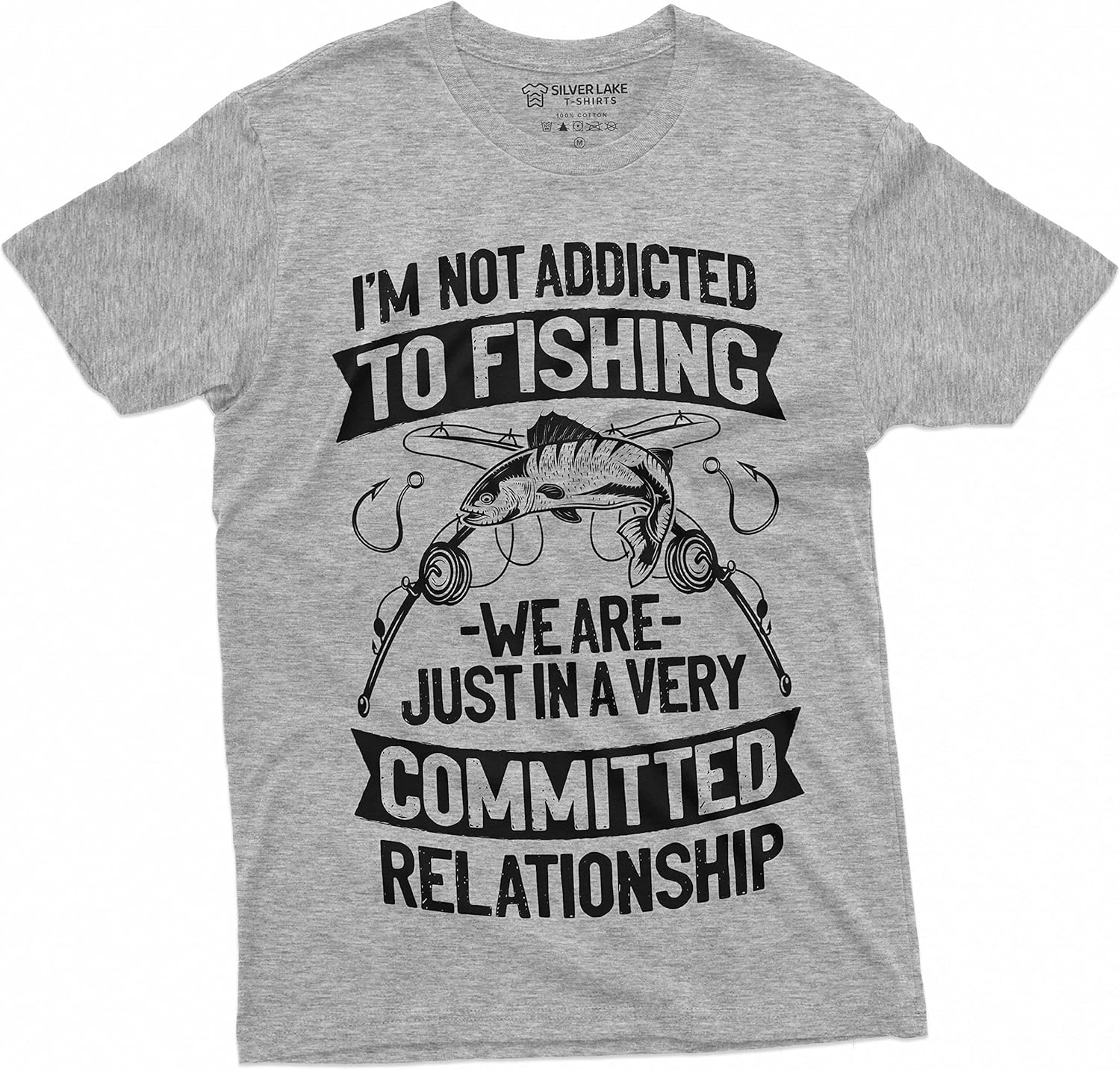 Men s Funny Fishing T-Shirt Addicted to Fishing Gift Shirt Fisherman Shirt S