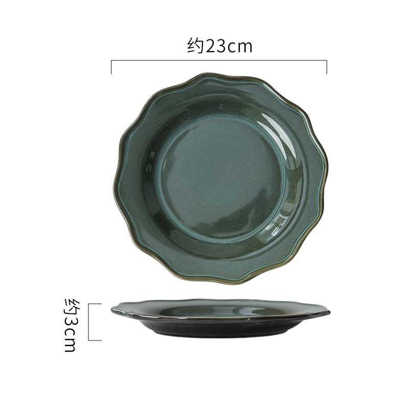 Kiln Changes Ceramic Lace Plate Vintage Steak Plate Barbecue Plate Dim Sum Snack Plates Molecular Cuisine Creative Tableware