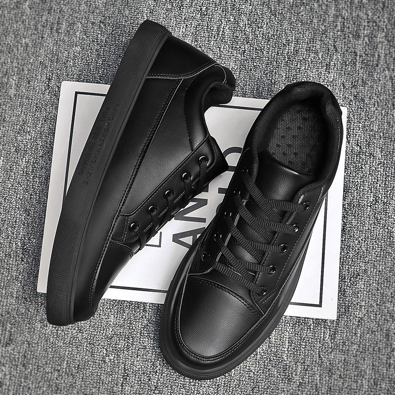 Casual leather shoes summer black kitchen chef board shoes breathable large size sneakers