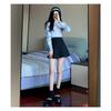 Spring Autumn 2023 Women's Black A-Line Puffy Umbrella Skirt - Pleated Midi, Slim Fit, Waist-Flattering, Short Skirt Fashion for Tall Figures