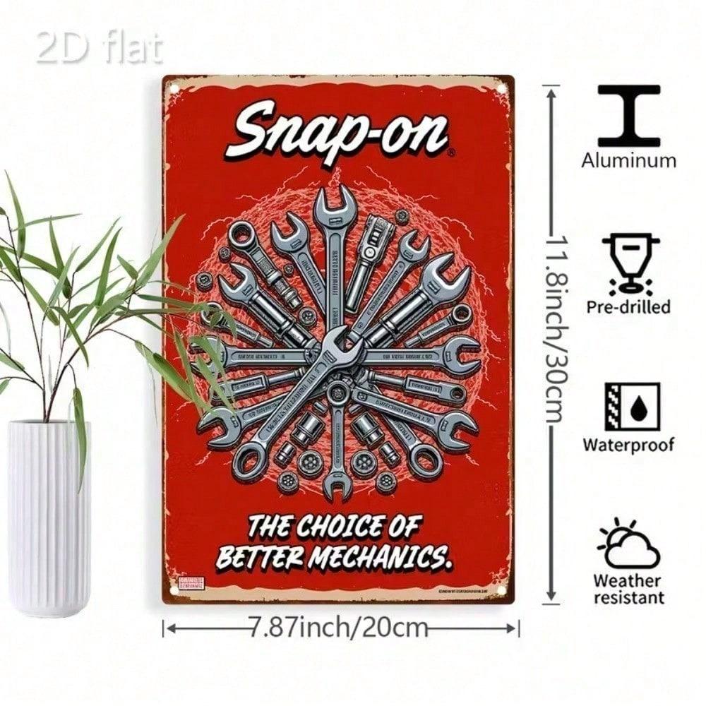 Retro Snap On Tools Round Metal Sign Weatherproof Rustic Aluminum Plaque Man Cave Bar Garage Wall Decor