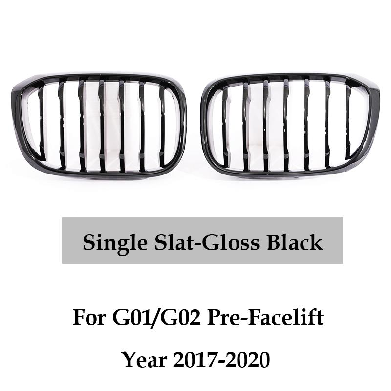 For BMW G01 X3 G02 X4 2018- Front Grille Racing Grills Car Front Kidney Replacement Glossy Black Single Double Grill Grille Single Gloss Black
