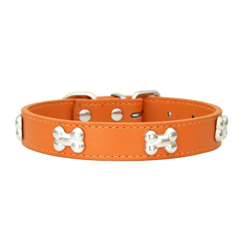 New pet PU leather bone dog collar for cross - border spot wholesale, can be matched with traction belt