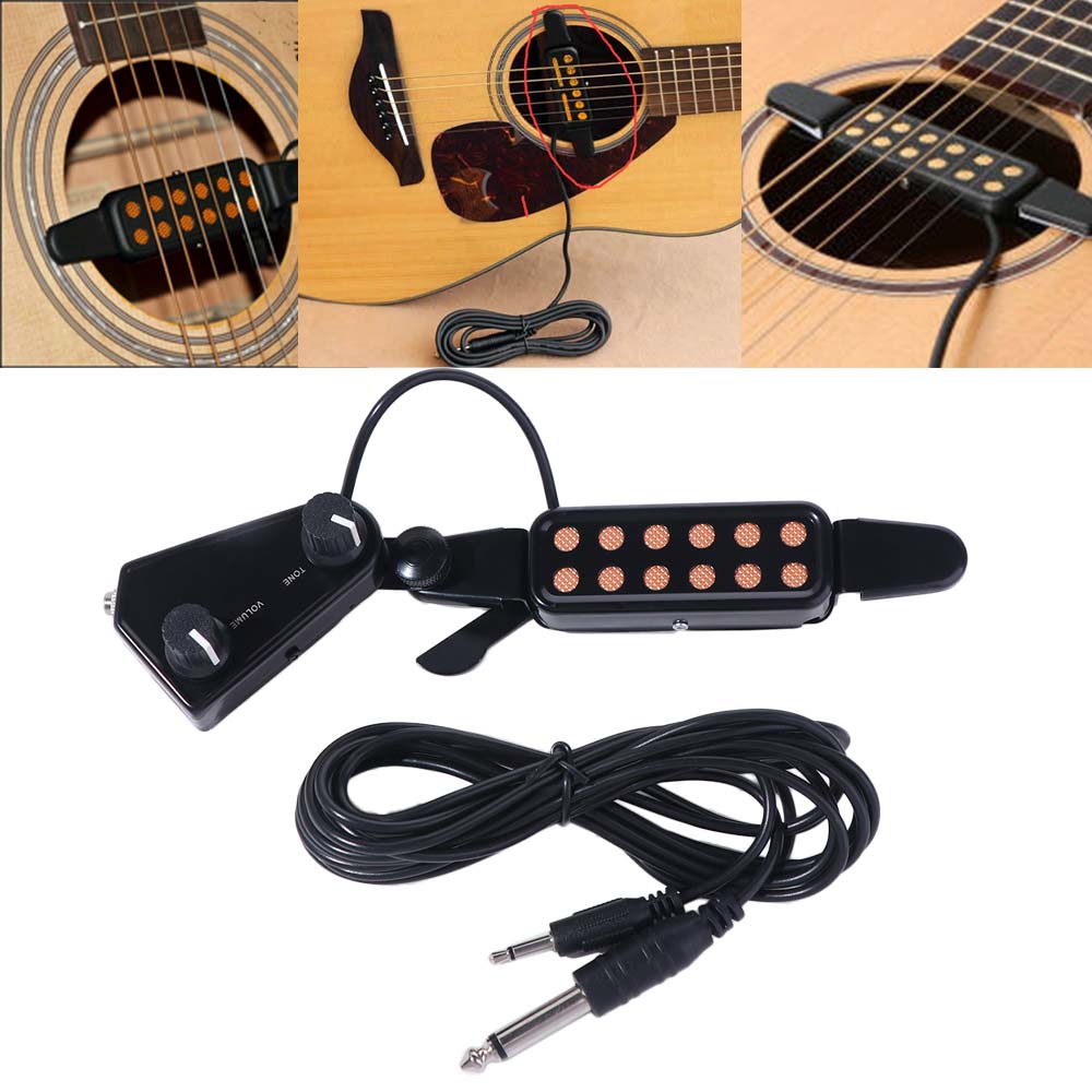 12-Hole Design Acoustic Guitar Pickup Adjustable Volume Soundhole Pickup  Home Recording