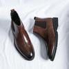 Men's Plus Size Brogue Pointed Toe Leather Ankle Boots - Formal & Casual High Top Shoes