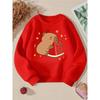 Adorable Hamster Munching on Watermelon, Trendy Crewneck Sweatshirt for Girls, Suitable for Autumn And Winter, Long-Sleeved T-Shirt