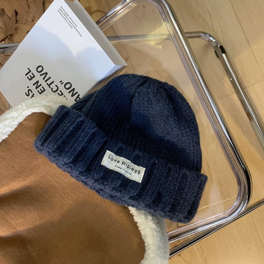 

Knit Hat For Women Men Winter Warm Beanie With Wide Brim For Cold Weather Navy Blue