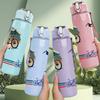 1PC Bike Mountain Bird Silhouette Layout 750ml Color Plastic Water Bottle Leakproof Flip Straw Lid For Sports Office Home Use