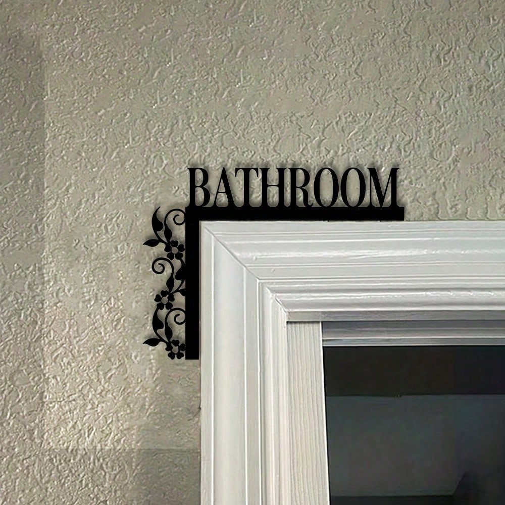 Wall Mounted Art Corner Black Flower Ironwork Rustproof Metal Decor Home Bathroom Living Room