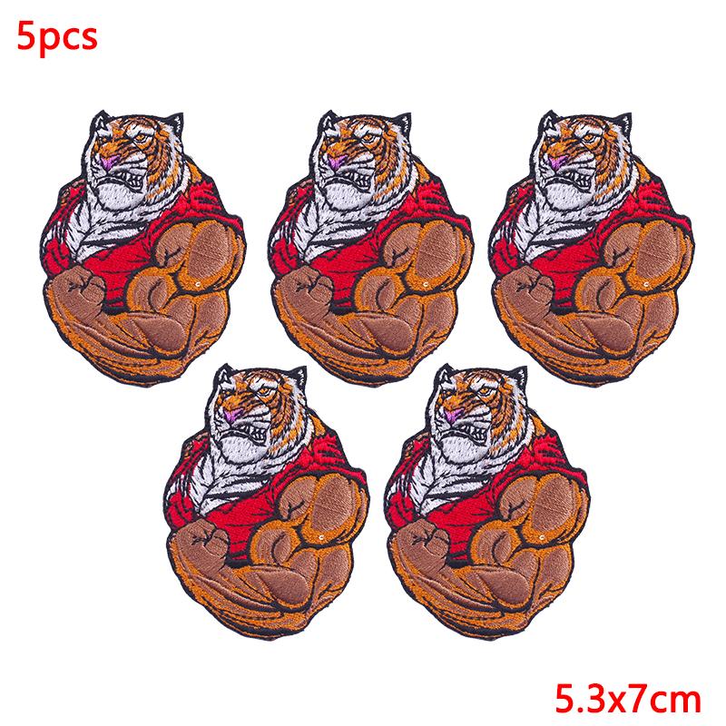 5Pcs/Lot Punk Animal Patch Iron On Embroidery Patches For Clothing Thermoadhesive Patches On Clothes Hip Hop Patch For Clothes
