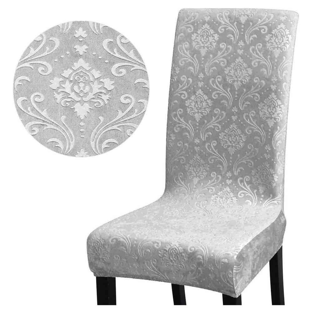 Chair Cover, Thick Embossed Velvet, Light Gray
