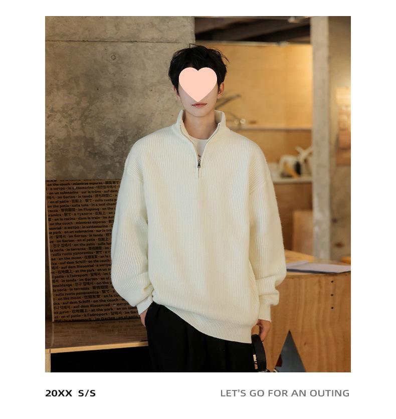 Men's Fall/Winter 2025 Cozy Loose-Fit Half-Zip High Neck Sweater