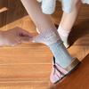 Thick and Thick Thread Socks for Autumn and Winter, Children's Color-matching Dot Gauze Label Pile Socks