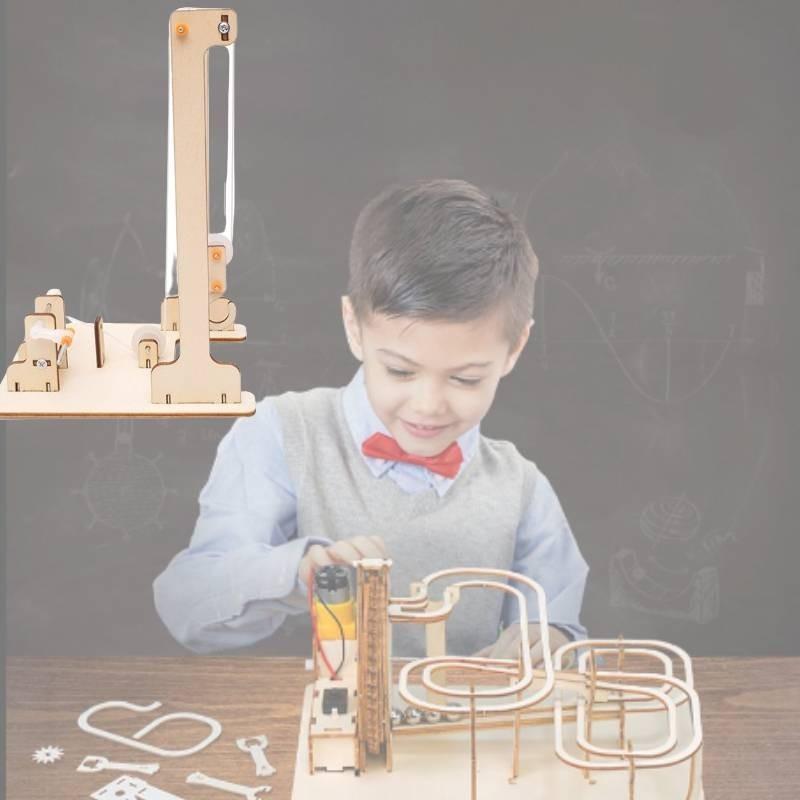 Creative Wooden Diy Hand-cranked Crane Kit For Elementary Students Stem Education