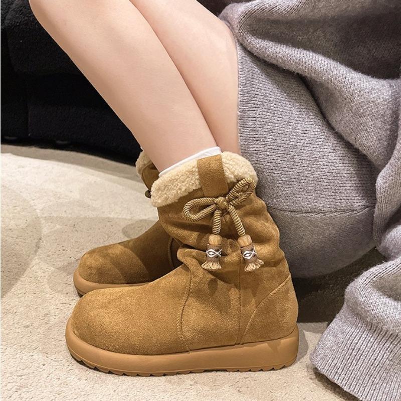 Snow Boots Women 2025 New Winter Fleece and Thickened Warm Cotton Shoes,Thick-soled Anti-slip Mid-calf Casual Versatile Boots