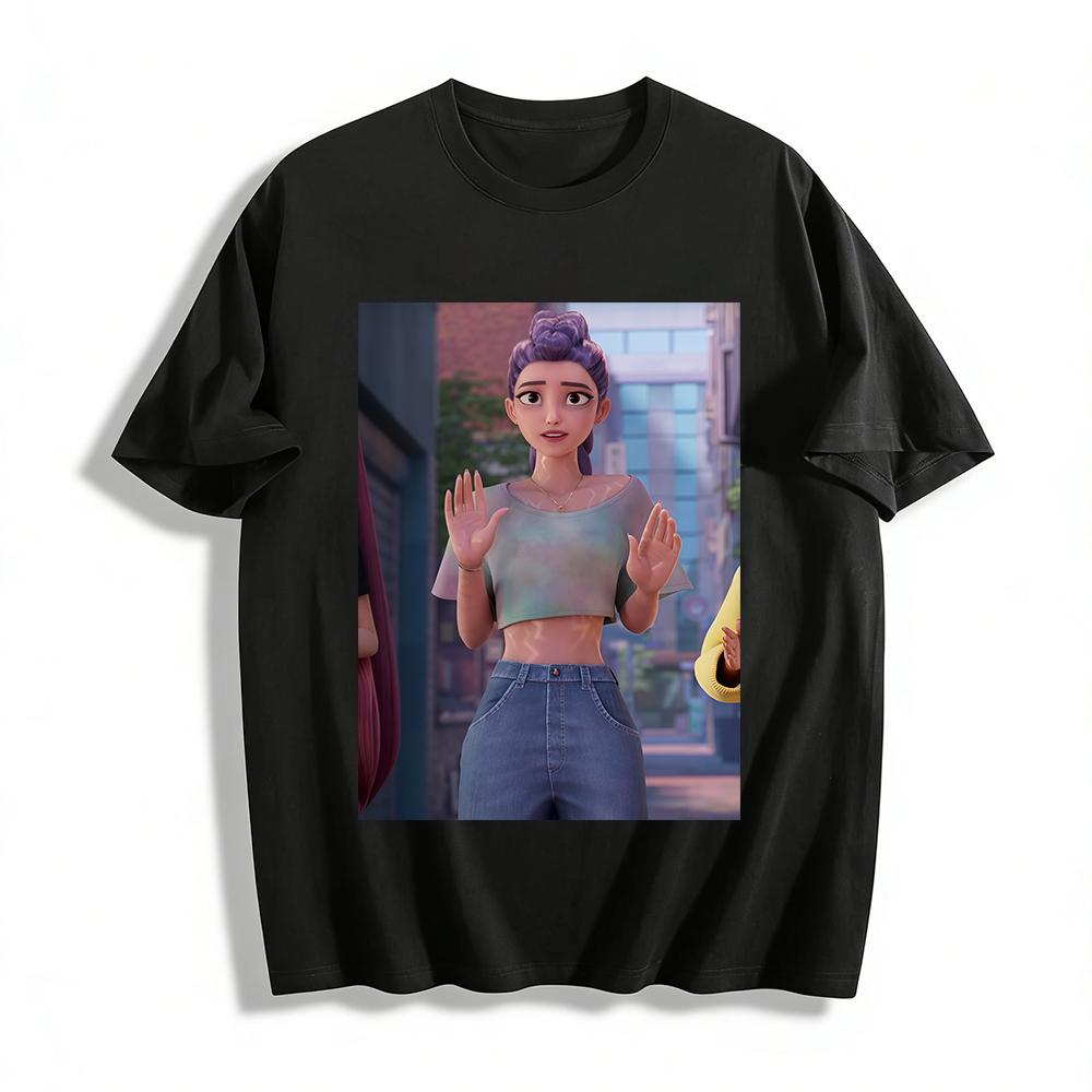 

Anime Character Print Crop Top Summer Casual Loose Short Sleeve T-Shirts For Women Pure cotton T-shirt XXS
