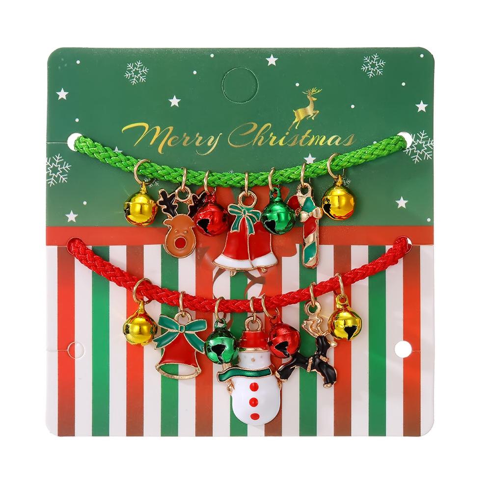 European & American Christmas Tree Clay Bracelet Set: 3-Piece Fashion with Reindeer & Snowflake Designs