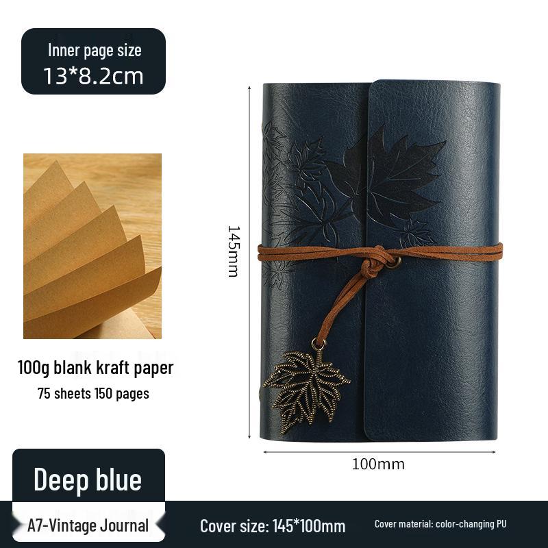 Maple Leaf Retro Loose-Leaf Notebook with Customizable Logo and Skin-Feel Cover