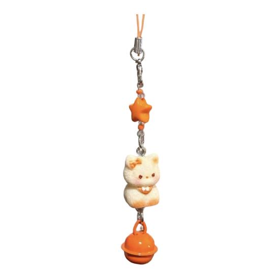 Bag Pendant Resin Star Cat Design Keychain with Bell Sound Mobile Phone Lanyard Stress Relief Hanging Buckle Lightweight Bag Hanger оранжевый