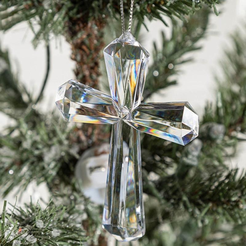 Klare Acryl Weihnachtsdekorationen Weihnachtskugel Elegante Religiöse Dekoration mit Aufhängeseil Winterparty Geschenk