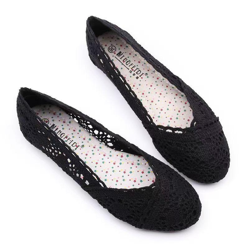 

Женская летняя новая сетчатая обувь с вырезами на плоской подошве, мягкая подошва, нескользящая, с круглым носком, без шнуровки, дышащая, обувь для беременных женщин 35 чёрный