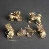 Retro Brass Mythical Beast Miniatures Figurines Tea Pet Retro Copper Animal Kirin Small Statue Desktop Home Decoration Ornament
