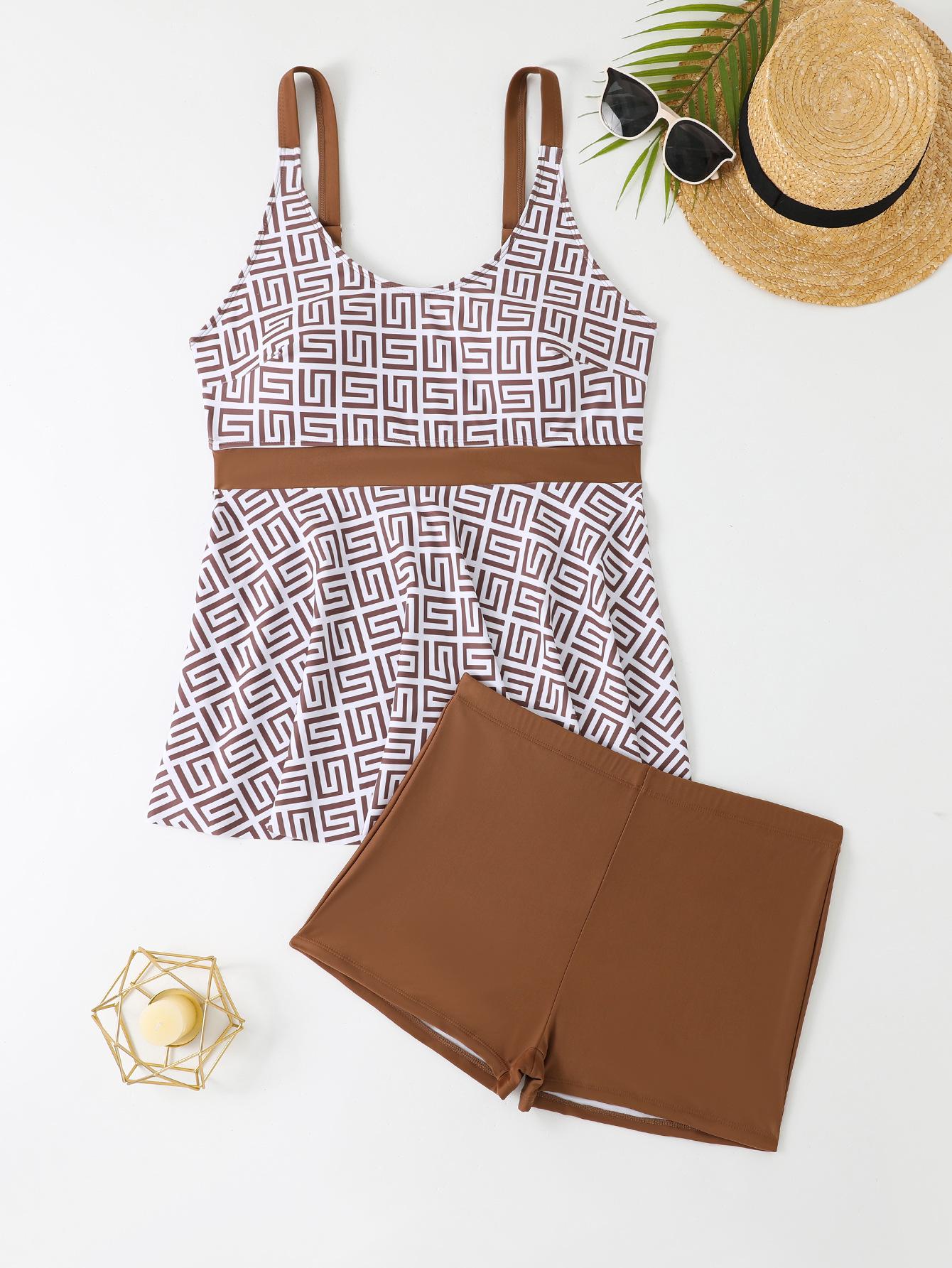 

Женские купальники-танкини большого размера с высокой талией, стройнящие, двухсекционные, 2026 4XL