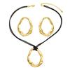 European and American simple women's jewelry double-layer geometric pleated ring design pendant necklace versatile light luxury earrings