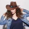 PU Leather Hat Unisex Western Hat Wide Border Hat Sun Protecting Hats Hiking for Western Themed Celebrations